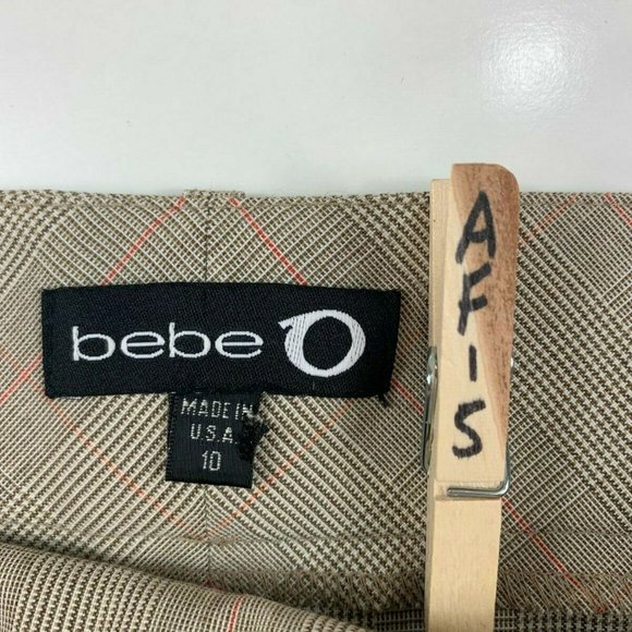 Bebe Tan Plaid Dress Bermuda Shorts 10 33x14  AF15 - Picture 3 of 3